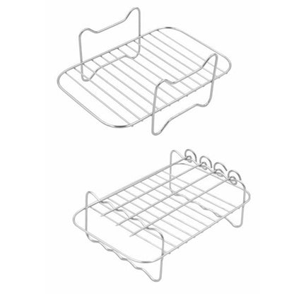 2PCS Square Air Fryer Rack Stackable Multi-Layer Stainless Steel Stand