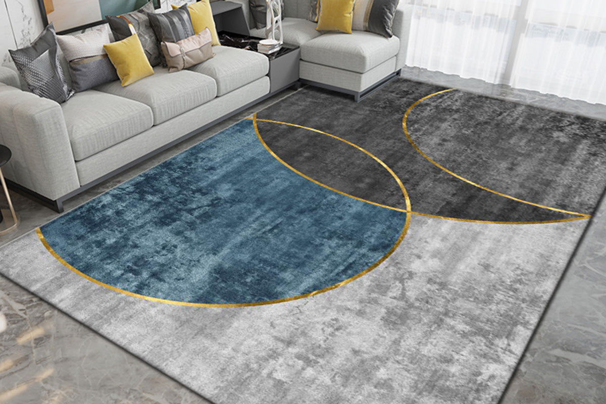 Large Floor Carpet Mat Outdoor Patio Flooring Over Grass Rug Anti-Slip for Bathroom -Circular Pattern