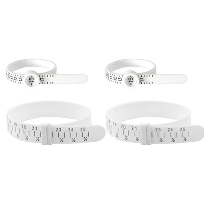 4Pcs Set Ring and Bracelet Sizer Measuring Tools Reusable Universal Ring Size Guage White