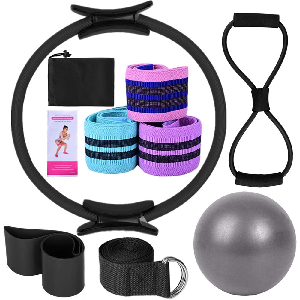 Yoga Set Pilates Essentials Kit For Women With Pilates Ring And Ball -Black