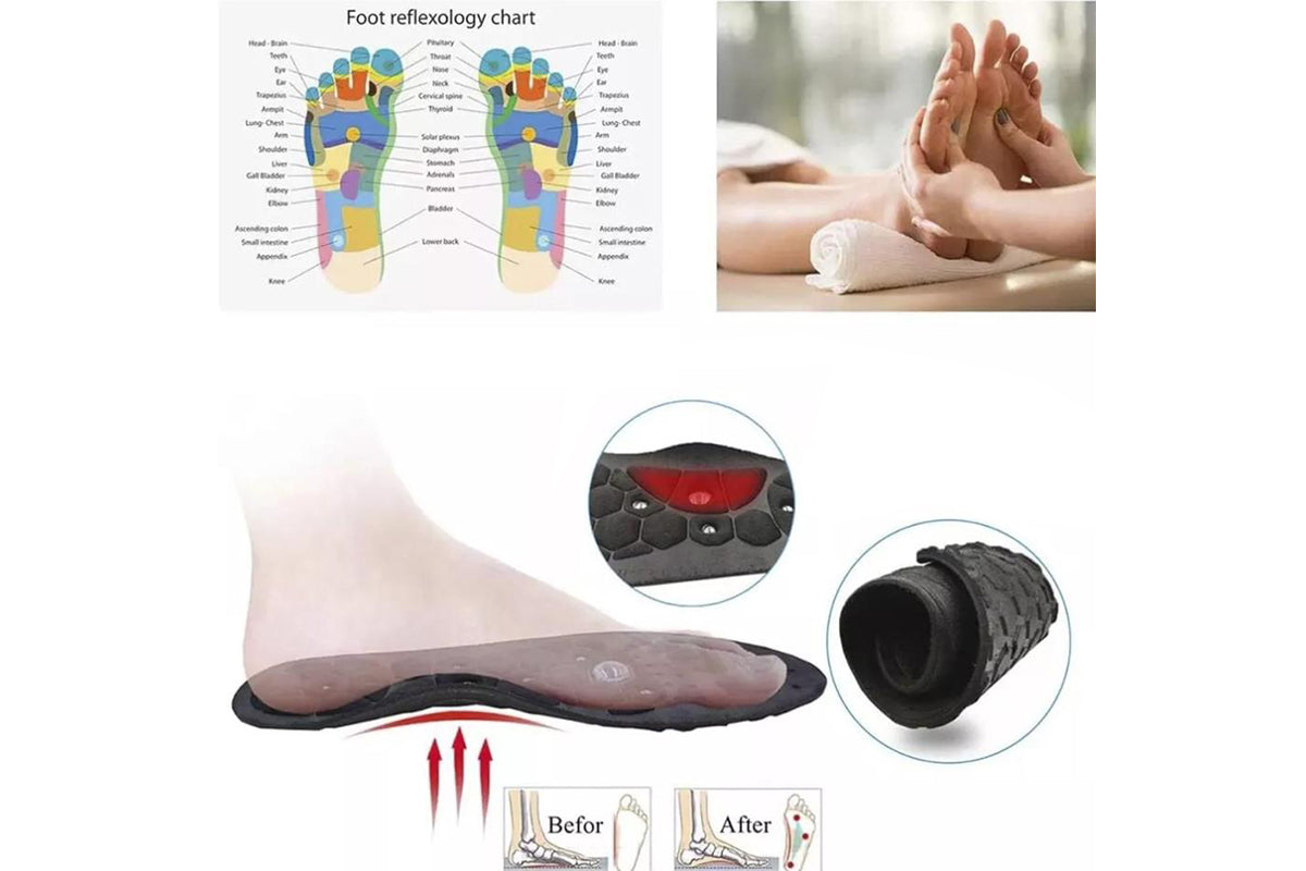 1 Pair of Acupressure Insoles  Massage Orthopedic Insoles for Women Men Shoe-pad Foot Therapy-Black