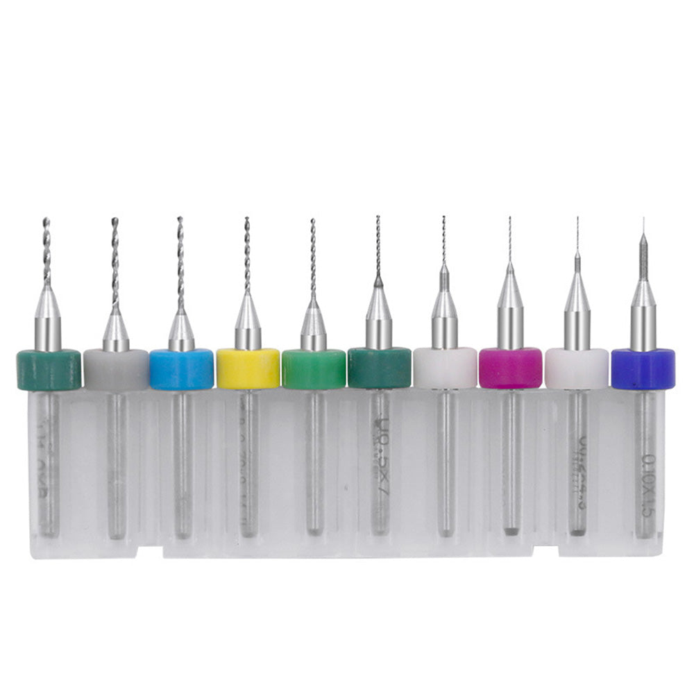 10 Piece 0.1 to 1.0 mm Tungsten Carbide Micro Drill Bit Set for PCB Crafts