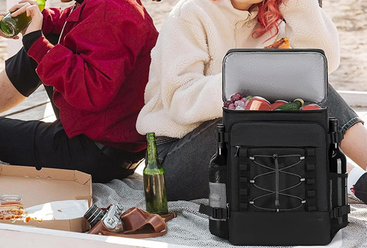 25L Insulated Cooler Backpack Freshness Preservation Backpack For Beach -Black