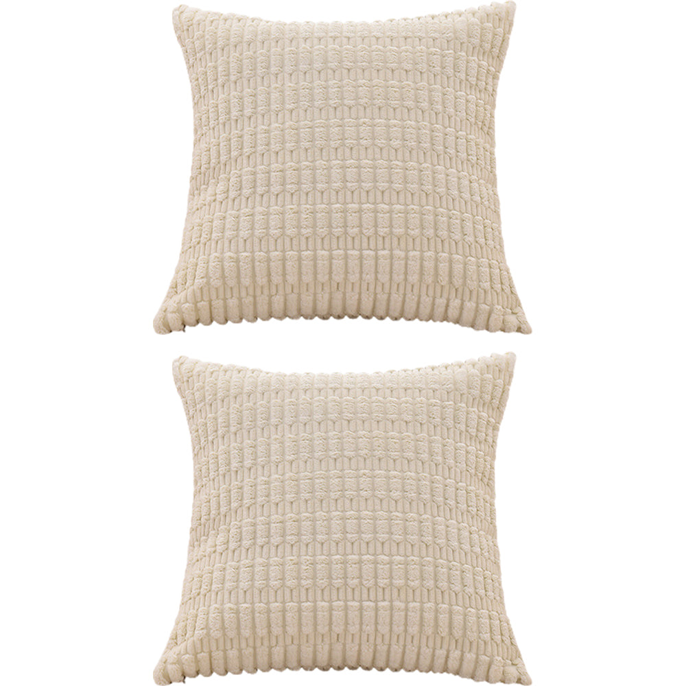 2Pcs Set Throw Pillow Covers Neutral Decorative Pillowcase for Couch Bed Sofa Beige