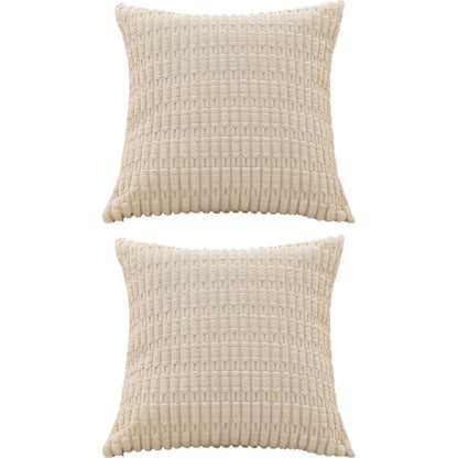 2Pcs Set Throw Pillow Covers Neutral Decorative Pillowcase for Couch Bed Sofa Beige