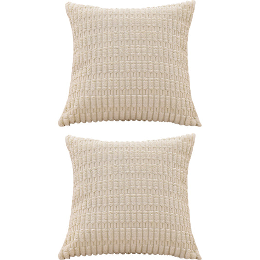 2Pcs Set Throw Pillow Covers Neutral Decorative Pillowcase for Couch Bed Sofa Beige