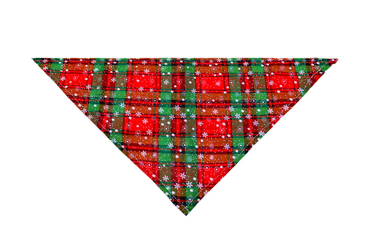 4Pcs Snowflakes Christmas Dog Bandana Buffalo Plaid Pet Scarf Dog Triangle Bandana-Each of Style