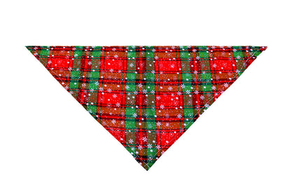 4Pcs Snowflakes Christmas Dog Bandana Buffalo Plaid Pet Scarf Dog Triangle Bandana-Each of Style
