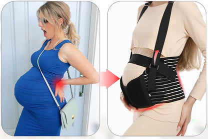 Pregnancy Belly Band with Adjustable Straps for Back Abdomen Waist Support -Black