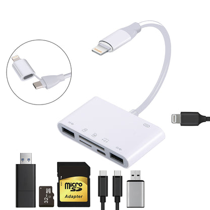 8-in-1 SD Card Reader with USB TF Lightning Port