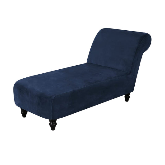 Velvet Armless Lounge Chaise Slipcover Stretch Chaise Couch Cover -Blue