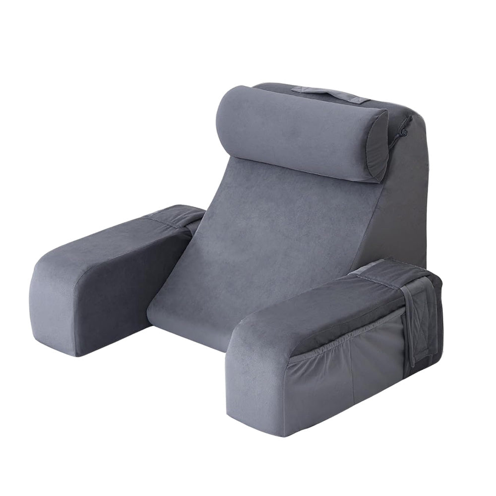 Adjustable Detachable Backrest Reading Pillow for Sitting in Bed-Grey