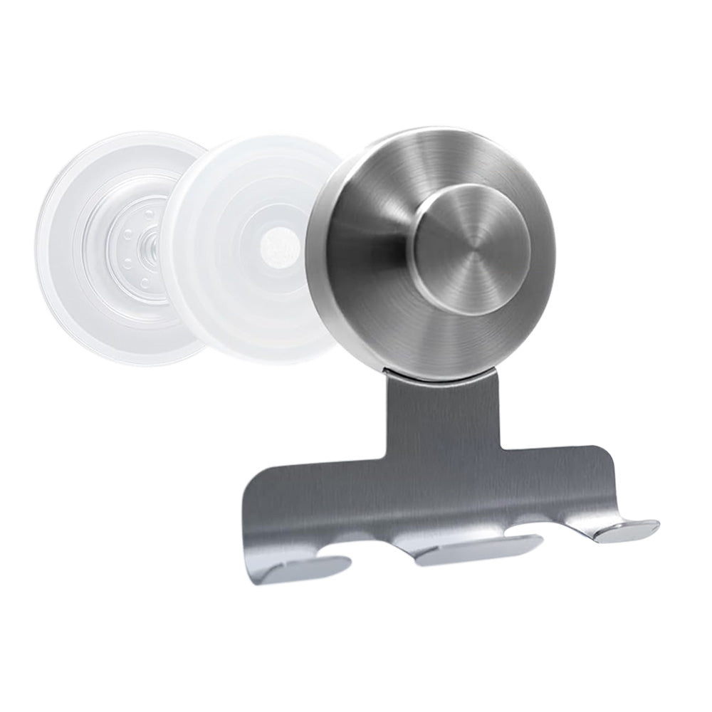 Stainless Steel Suction Cup Razor Holder Wall Mounted Bathroom Shaver Hook-Silver