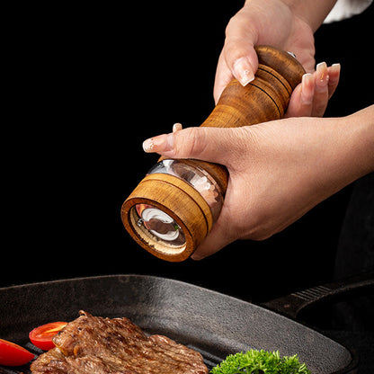 Manual Wooden Salt Grinder Adjustable Pepper Mill Shaker Brown