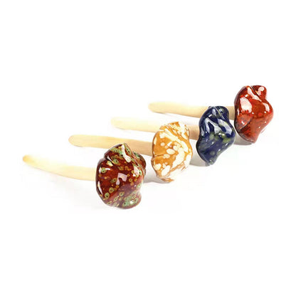 Set of 4Pcs Ceramic Mushroom Sculptures Garden Mushroom Ornament Set Indoor Outdoor Decor