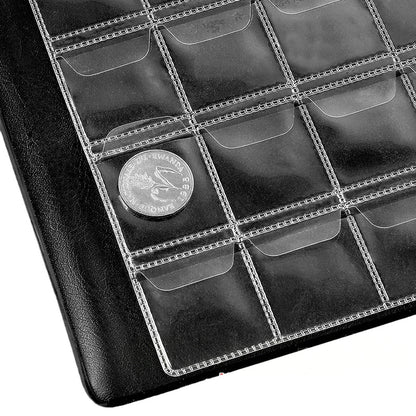 312 Slots Black Coin Album Storage Book for Collectors Coins Stamps Badges Cards