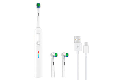 Rotating Electric Toothbrush 3Modes with Travel Case and 2 Brush Heads-White