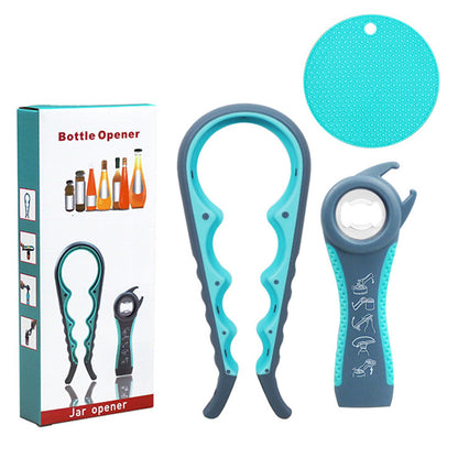 3PCS Jar and Bottle Opener Set with Non-Slip Grip Pad for Weak Hands Blue