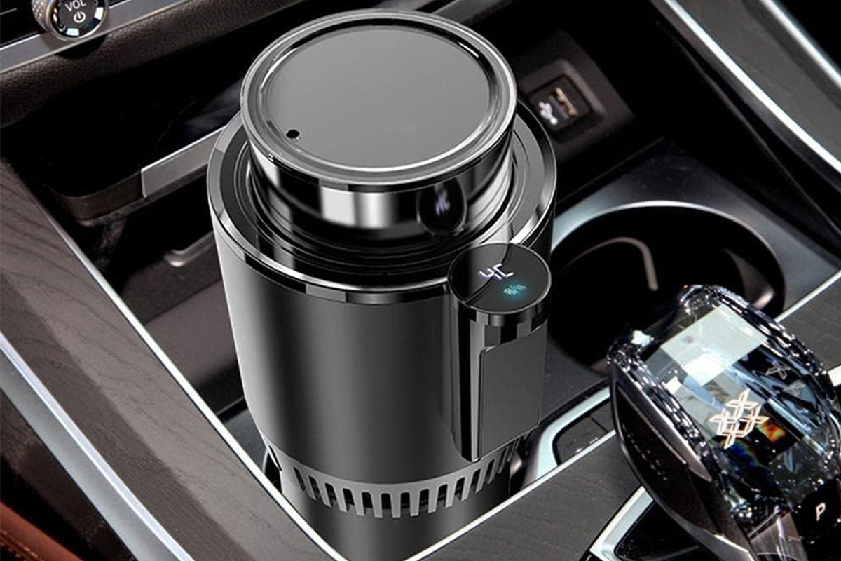 2 in 1 Car Cup Warmer Cooler Smart Car Mug Holder Auto Car Cooling and Heating Cup with LED Temperature Display Car Refrigerator-Black