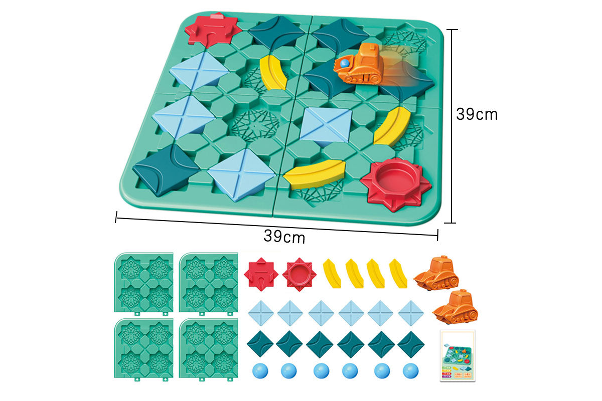 Toy STEM Board Game Logic Road Builder Brain Teasers Puzzles-1 Bulldozer and 3 Balls Type