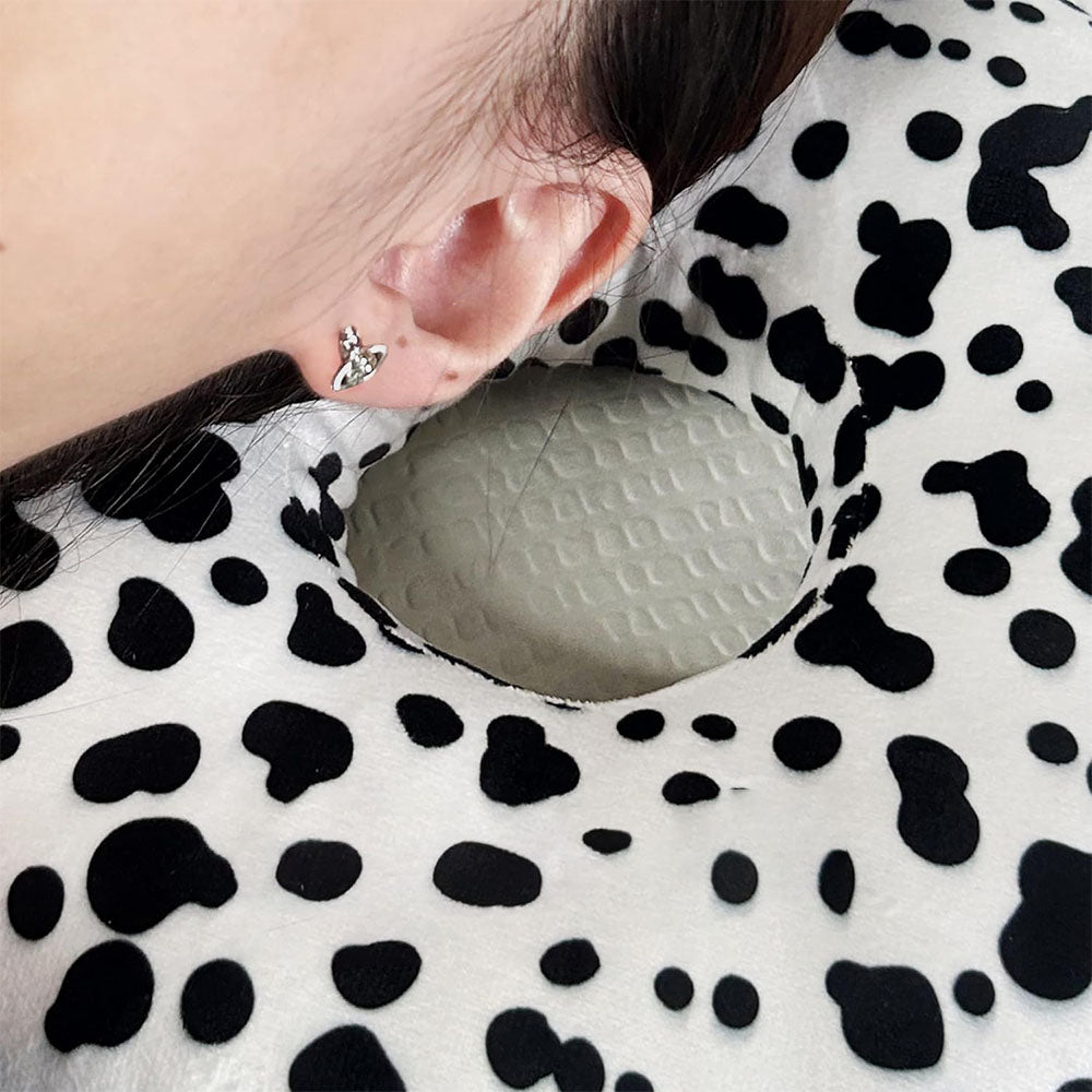 Round Donut Side Sleeping Pillow with Ear Space and Removable Cover