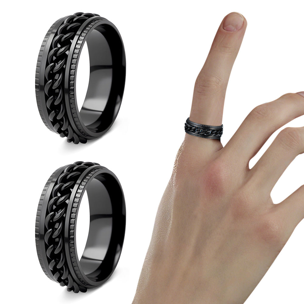Fidget Spinner Ring for Anxiety Relief Stainless Steel for Adults & Teens Black