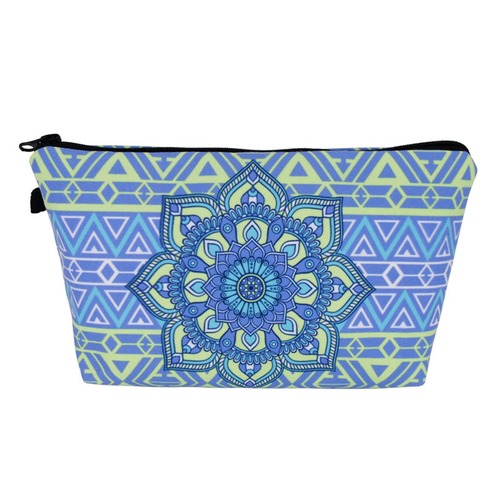 Mandala Printed Cosmetic Bag Makeup Bag-Blue