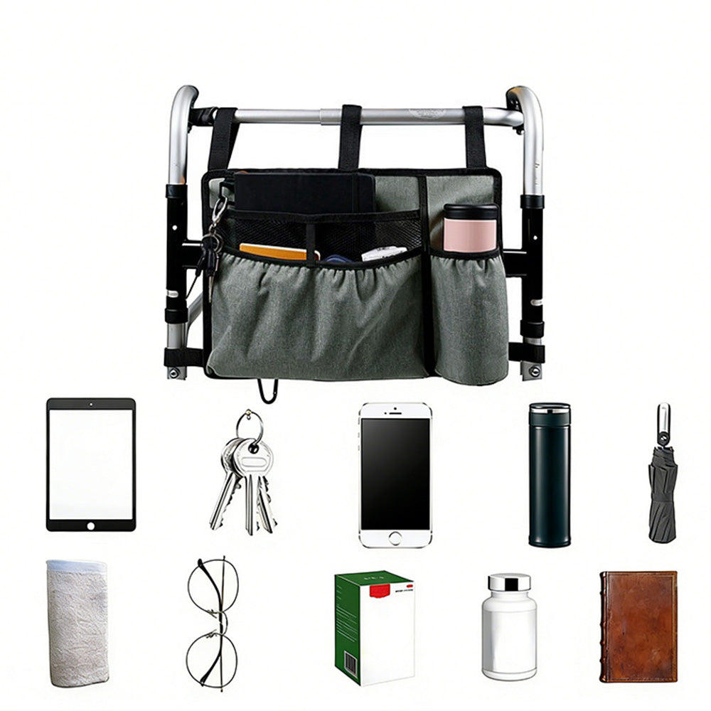 Premium Walker Storage Bag with Multiple Pockets-Grey
