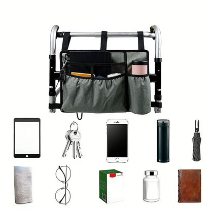 Premium Walker Storage Bag with Multiple Pockets-Grey