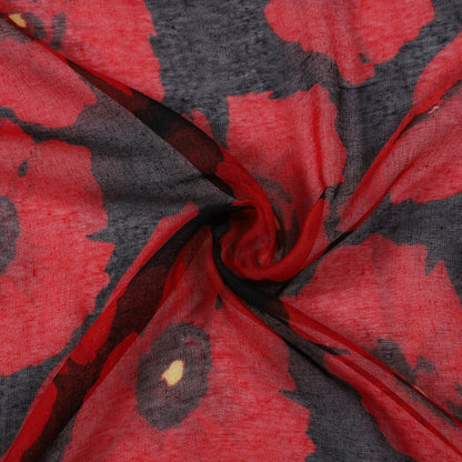 Women's Floral Print Scarf Lightweight Sheer Long Scarf for All Seasons Black