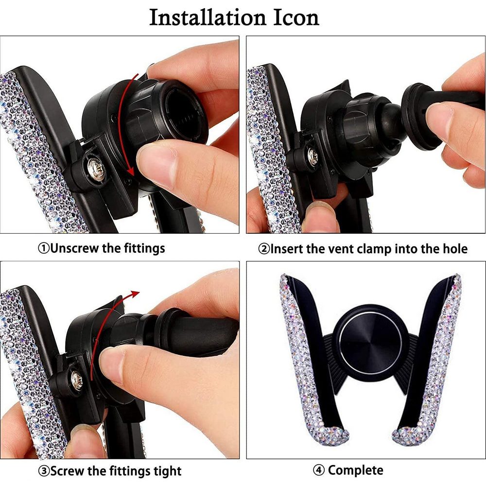 Universal Bling Rhinestones Car Phone Holder Car Air Vent Mount Phone Gravity Holder