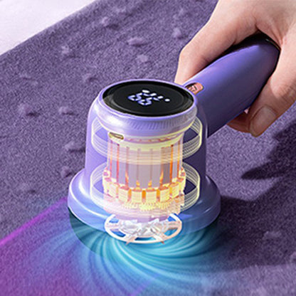 Electric Lint Remover with 3 Speed Levels LED Display 3 Replacement Blades for Clothes-Purple