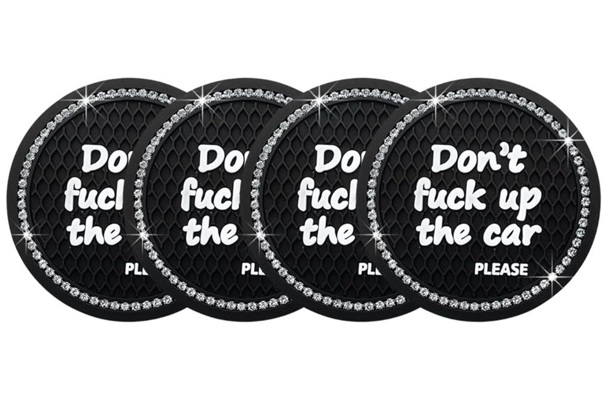 4Pcs Bling Cup Holder Coasters Auto Cup Holder Inserts Anti-Slip for Women Girls -Black