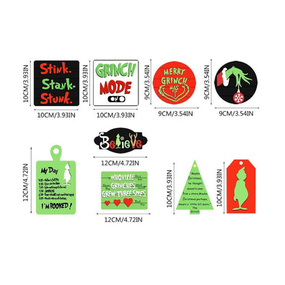 9Pcs Wooden Christmas Tiered Tray Decor Green Farmhouse Standing Signs Decorations Grinch Table Signs