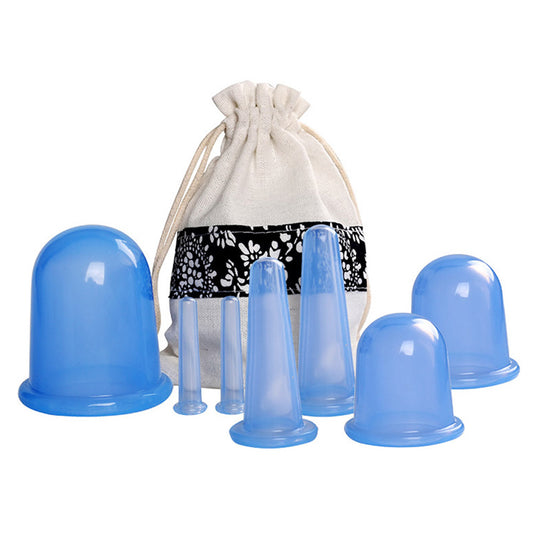 Silicone Cupping Therapy Set Professional Massage Cups Kit for Cellulite Muscle Pain Relief - Blue