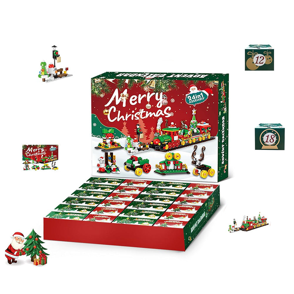 Advent Calendar Christmas Train Building Block Set ¨C Holiday Countdown Toy