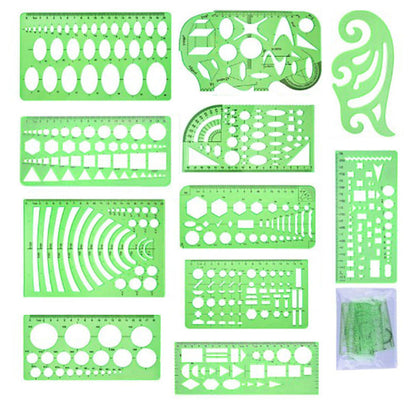 11PCS Plastic Geometric Drawing Templates Set DIY Drafting Stencils Tools