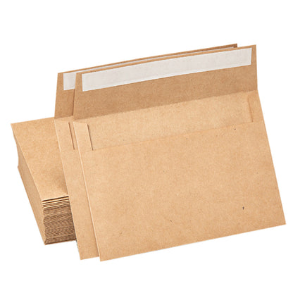 50 Pack Kraft Paper Self Adhesive Envelopes for Cards Photos - Brown