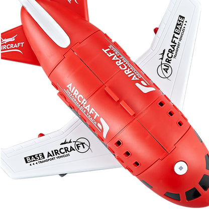 Kids Transformable Airplane Transport Playset Transformable Storage Plane Toy-Red
