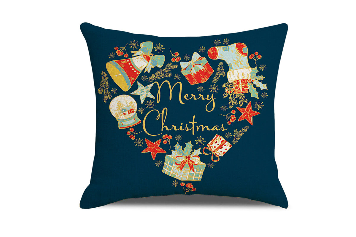 Christmas Pillowcase Xmas Throw Pillow Case Linen Blended Merry Christmas Cushion Cover Pillow Case Home Decorative-Heart