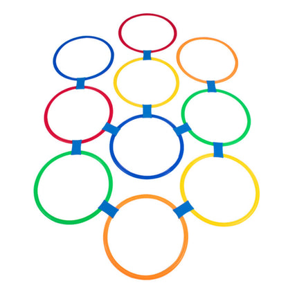 38cm Hopscotch Ring Game Set with 10 Pcs Connectors Kids Agility Training Toys Outdoor Indoor Game
