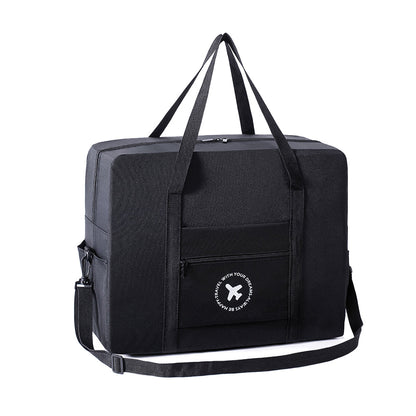 Foldable Travel Bag Large Capacity Sports Shoulder Bag Trip Boarding Bag Black