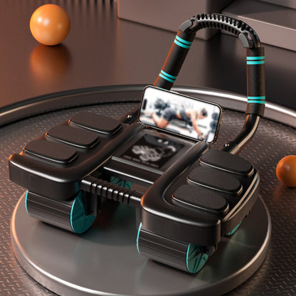 4-Wheel Automatic Rebound Ab Roller with Elbow Support Ab Exercise Machine Black