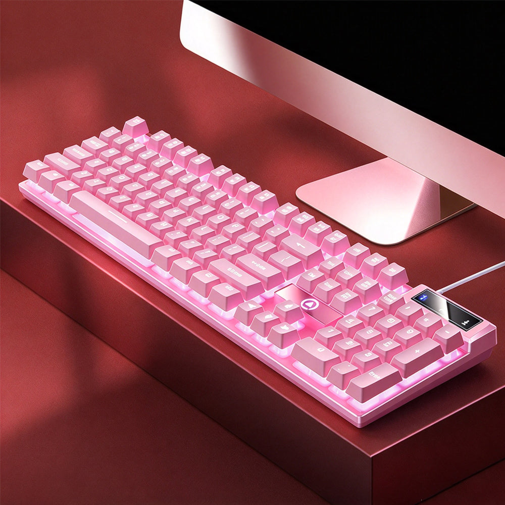 Wired Gaming Keyboard 104 Key Floating Keycaps Backlit Keyboard - Pink
