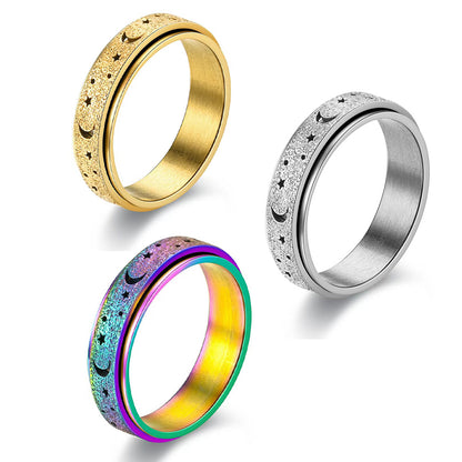 3 Piece Stainless Steel 360 Degree Spinner Ring Set Gold Silver Rainbow
