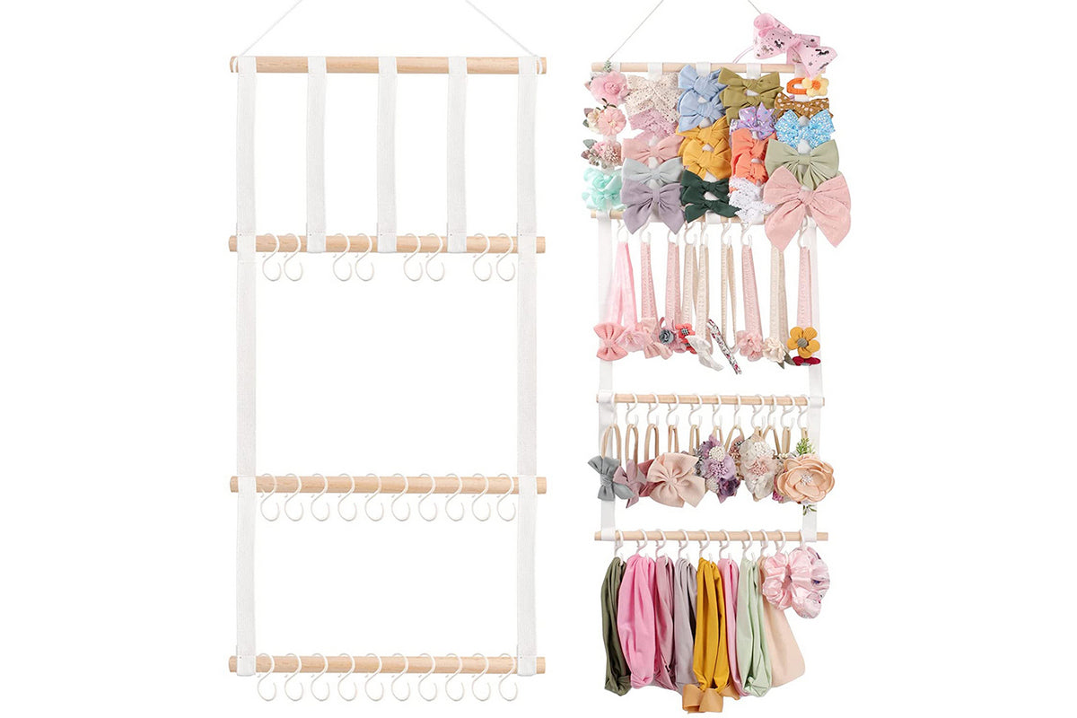 Headband Holder For Girls Hair Accessories Display Organizer Wall Hanging Decor-White