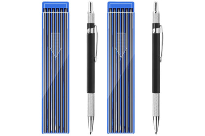 2Pcs 2B Lead Holder Pen Automatic Mechanical Drafting Drawing Pencil Art Tool With Refills Case-Black Pencil With Black Refills