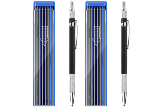 2Pcs 2B Lead Holder Pen Automatic Mechanical Drafting Drawing Pencil Art Tool With Refills Case-Black Pencil With Black Refills