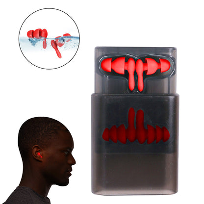 Set of 2 Pairs of Silicone Noise Reduction Earplugs Swimming Sleeping Hearing Protection Earplug Red