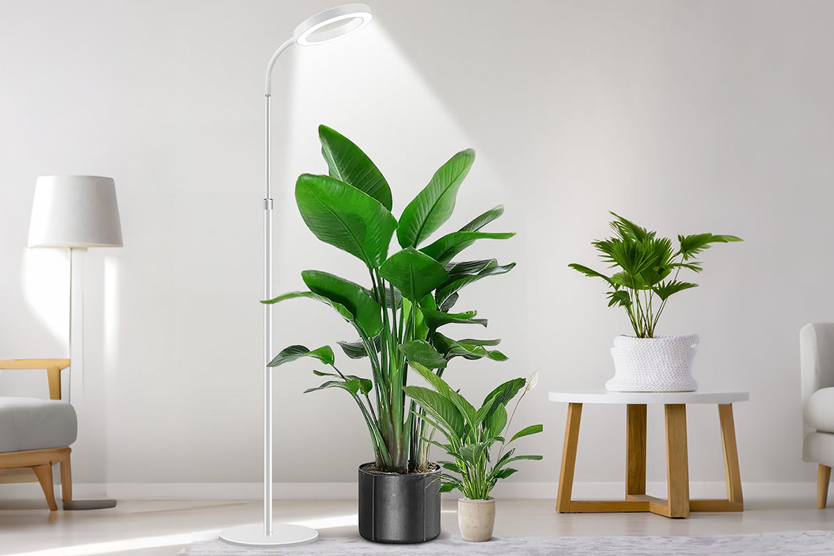 Floor Plant Grow Light Full Spectrum Tripod Stand - White